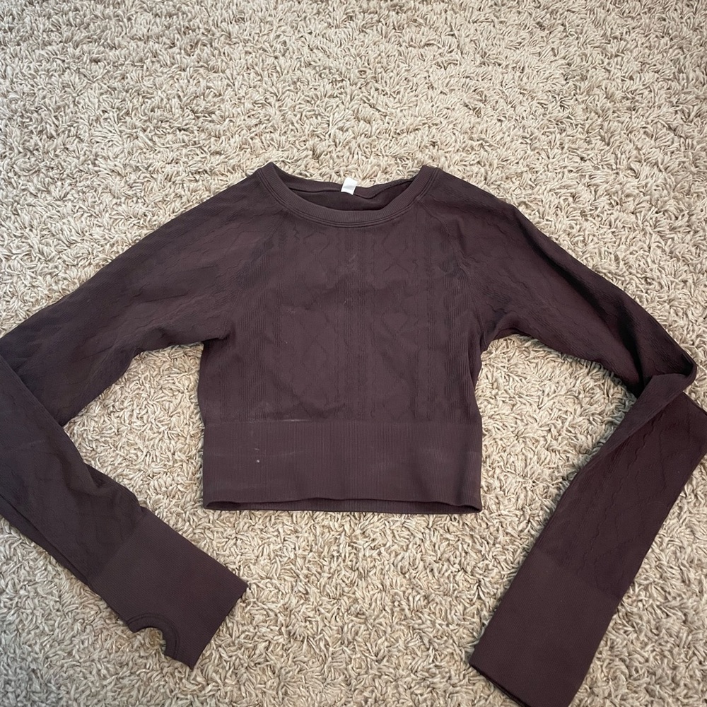 JOYLAB BROWN CROPPED LONGSLEEVE- SIZE SMALL